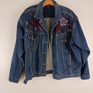 Carole Little Sport Embellished Beaded Denim Jean Jacket 12
